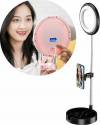 PHONE STAND FOR LIVE STREAMING YOUTUBE TIKTOK INSTAGRAM VIDEO RECORDING SET LED SELFIE RING LIGHT FLASH (PINK)